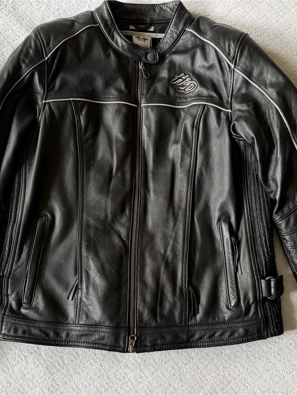 Harley-Davidson Black Leather Riding Jacket with HD Emblem
